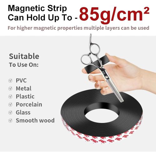 DTLHCNCT Magnetic Tape - 16 ft x 1 inch Magnet Strip Tape Roll with Strong Adhesive Backing,Magnetic Strip for Kitchen, Office, School Organization, Whiteboards,Fridge(0.07 Thick)