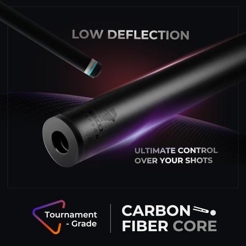 Carbon Fiber Pool Cue Stick with Case, 2pieces 58inch Low Deflection Professional Cue Stick for Billiards, Pro Taper Carbon Fibre Shaft with Genuine Leather Wrap and 12.5mm Tip (19oz-20oz)
