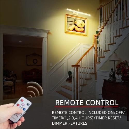 Size 20inch Picture Light,20in Battery Wall Sconce,Remote Art Lights for Paintings with Timer and Dimmable for Display Gallery Artwork,Frame,Portrait,Dartboard-Brass