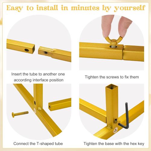 Fivenl Arch Backdrop Stand 6.6FT Balloon Arch Stand Stable Gold Wedding Arch Frame Metal Arch Backdrop Stand for Wedding Ceremony Birthday Party Bridal Baby Shower Banquet Decoration