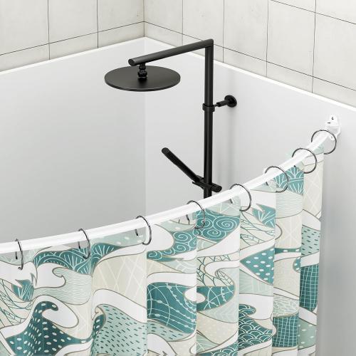 Curved Shower Curtain Rod, Adjustable 40-72 inches Extra Wide Curved Shower Rods for Bathroom, Rust proof Shower Rod, Stainless Steel Curved Curtain Rod for Shower, Bathtub, White