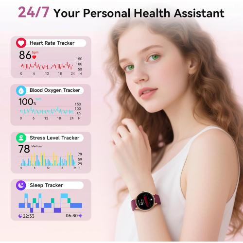 Smart Watches for Women/Men, 1.27 HD Smartwatch Fitness Tracker with Bluetooth Calls (Make/Answer), Heart Rate/SpO2/Sleep Monitor, 12 Days Battery, IP68 Waterproof - Purple