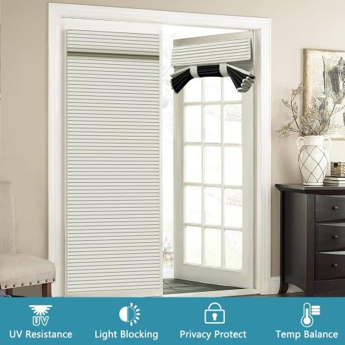 Muamar French Door Curtains Privacy Door Blind, Front Door Window Curtain, Venetian Blinds Style Door Window Cover, 1 Panel Black, W25” x L80”)