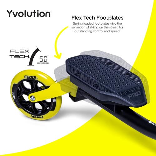 Yvolution Fliker A3/Pro Kids Drift Scooter, Adjustable Handlebar in 3 Heights, 3 Wheels, for Boys and Girls Age 7  Years Old, Max User Weight 175/220 Ibs