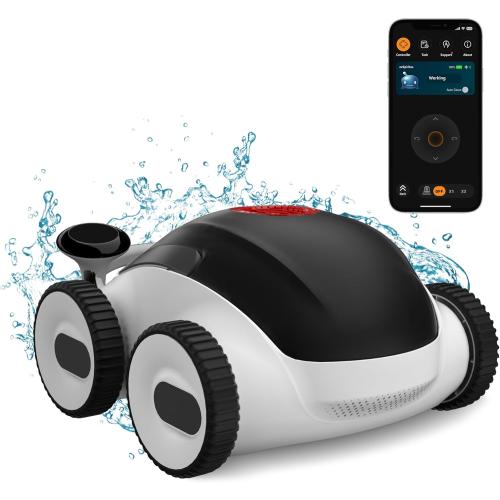 (New Upgraded) Higgsinno ezSpirit 01 Cordless Robotic Pool Cleaner, Lasts up to 240 Mins, Automatic Pool Vacuum with App,Ultra-fine Dual Filter Ideal for Above/In-Ground Pools up to 1,076 Sq.ft