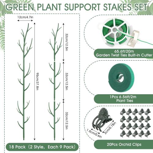 Honeydak 18 Pack Monstera Plant Support Plant Support Stakes for Indoor Plants Stackable Monstera Climbing Sticks with Orchid Clips Twist Ties for Potted Tomato Pothos Philodendron