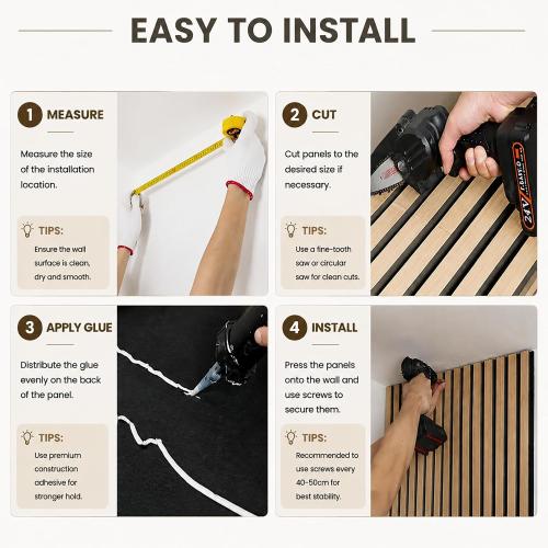 Acoustic Wood Panels for Wall,3D Flexible Fluted Sound Slat Panel,White Oak | Soundproof ,Absorbing,Noise Cancelling,94.5 x 23.6in