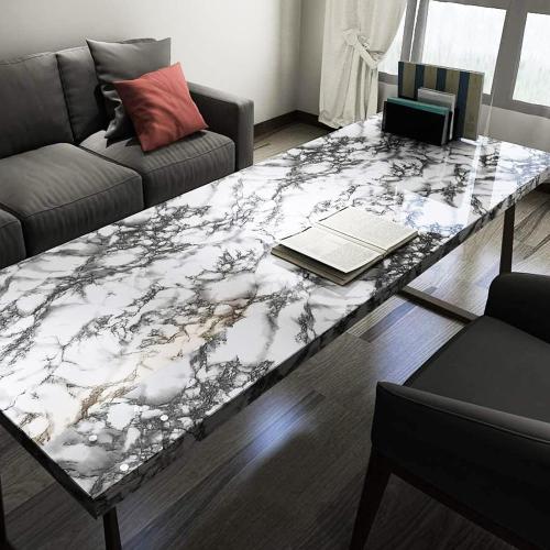 Yenhome Peel and Stick Countertops Waterproof Covers  Self Adhesive Marble Wallpaper Peel and Stick for Bathroom Kitchen Countertop Contact Paper Glossy Grey Marble Contact Paper for Cabinet
