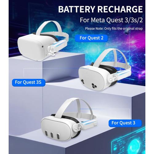 Battery Pack for Meta/Oculus Quest 3s/3/2, 2-Pack 5000mAh Power Bank for Extended VR Playtime, Lightweight & Fast Charging VR Headset Accessories Compatible with Meta Quest Original Straps