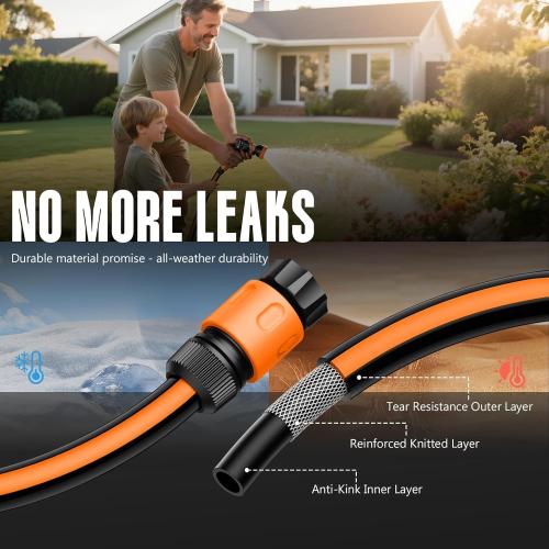 Retractable Garden Hose Reel Outside [1/2 inch ×100 FT], VOTREK Automatic Rewind Wall Mounted Hose Reel [Heavy Duty] with Any Length Lock, 180° Swivel Bracket, 9 Modes Nozzle for Watering Cleaning