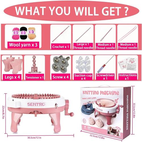 Cyandream Sentro 40 Needles Knitting Machine for Adults and Beginners, Smart Automatic Circular Knitting Loom Crochet Machine Kit for Scarves,Hat,Sock,Gloves,Sweater