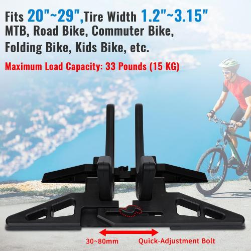 WILDKEN Bike Stand, Bike Stand Floor for Home/Garage Adjustable Bicycle Stand Bike Parking Rack Fit Road Bike, Mountain Bike, MTB, BMX, Commuter Bike, Kids Bike, Scooter (Black)