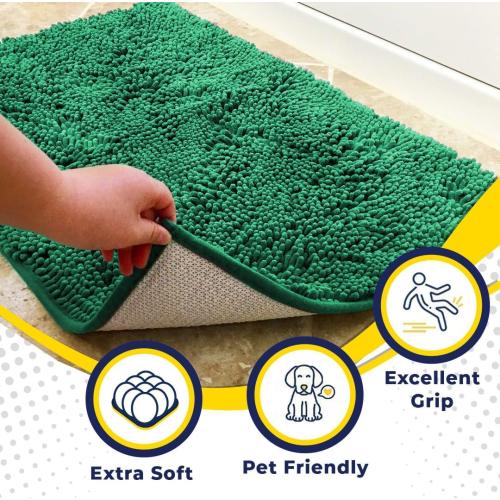 Muddy Mat® | Super Absorbent Door Mat Indoor, Microfiber Quick Dry Chenille Entryway Rug, Non-Slip Front Door Mat, Indoor Mats for Entryway, Machine Washable Pet Rug, Dark Green
