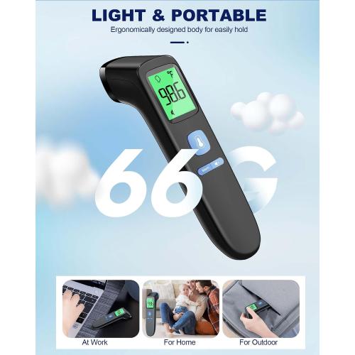 No-Touch Forehead Thermometer for Adults, Infrared Digital Baby Thermometer for Kids, Accurate Reading with Large Display, Mute Mode, Memory Recall, Fever Alarm
