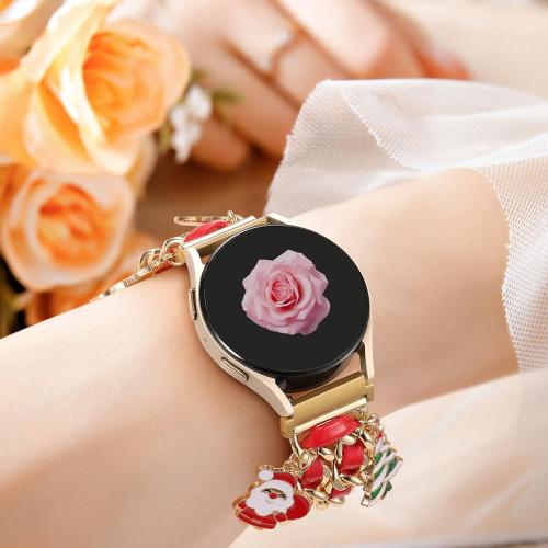 Stylish Metal Band Compatible with Samsung Galaxy Watch 7 Band/FE 6 5 4 40mm 44mm,Galaxy Active 2, 20mm Watch Strap Pretty Chain with Cute Decorative Charms Accessories for Samsung Watch Bands Women