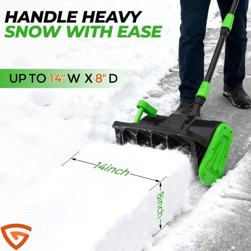 21V Cordless Snow Shovel, 16-Inch Brushless Cordless Snow Blower with 2Pcs 3000mAh Recharge Batteries, Lightweight Electric Snow Plow for Driveway, Sidewalk & Patio Winter Snow Removal- No Wheels