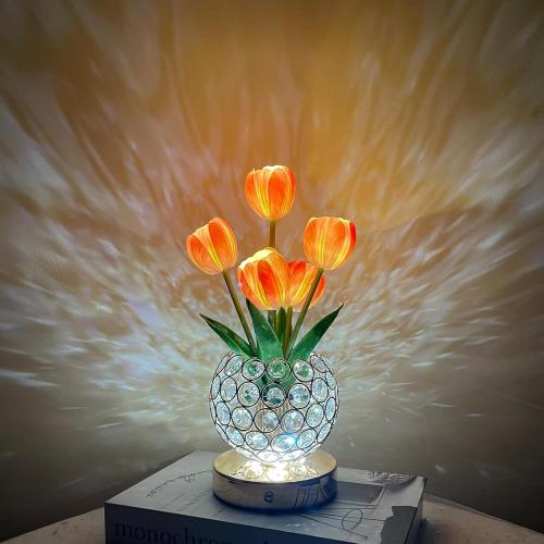 Tulip Lamps, Flower Table Lamp with USB Charging, Touch Lam LED Analog Tulip Night Light with Vase, Gift for Mom for Mothers Day,Xmas,Birthday (Pink)