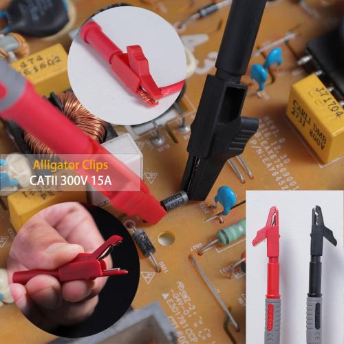 TKDMR 45 Pcs Multimeter Leads Kit, Professional and Upgraded Test Leads Set with Replaceable Gold-Plated Multimeter Probes, Alligator Clips, Test Hooks,5 Colors Jumper Wires and Back Probe Pins.