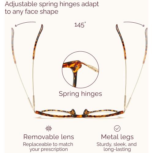 Gaoye Blue Light Blocking Glasses - Trending Round TR90 Frames, Metal Arms, UV400 Protection - Matching Soft Case