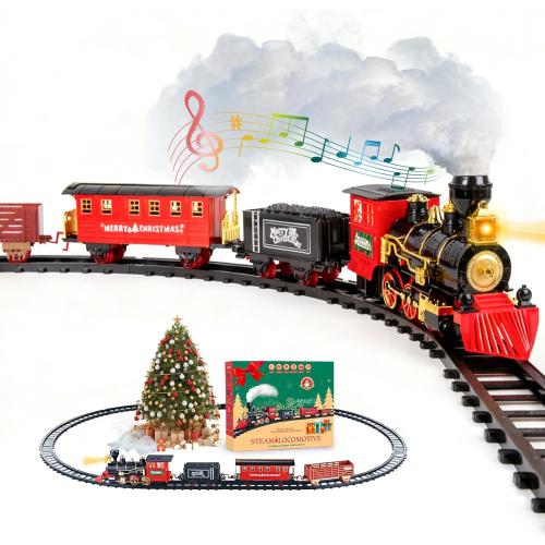 Christmas Train Sets for Around The Tree,Kids Train Set Steam Trains for Boys Girls,Sounds & Lights, for Kids 4 5 6 7 8   Years Party Favors Party Decorations