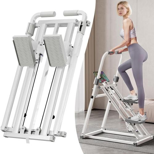 WHITE Foldable Stepper Climbing Machine with Step Counter, with Step Counter Stair Stepper for Home Space-Saving Step Machine Foldable Stair Stepper, for at-Home Exercise
