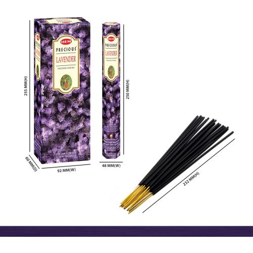 6 Pack....HEM Lavender Incense Sticks – Pack of 120 | Hand-Rolled in India | Soothing Floral Aroma for Relaxation, Stress Relief, Meditation, Yoga, Prayer & Home Fragrance