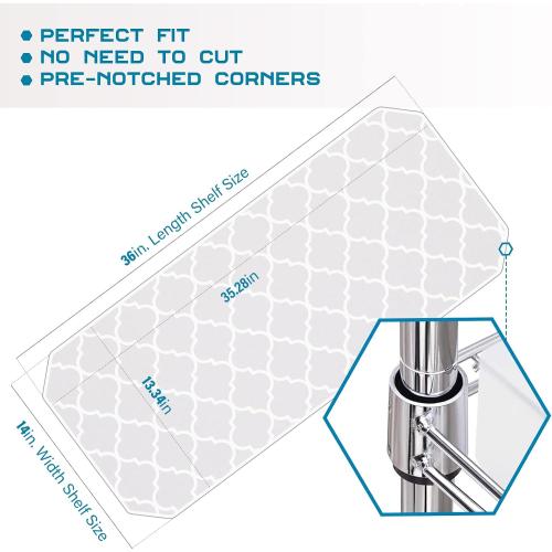 BRIAN & DANY Wire Shelf Liner 14 X 36, Heavy Duty Shelf Liners for Wire Shelving, Waterproof Protector Mats, Set of 5, Quatrefoil Grey