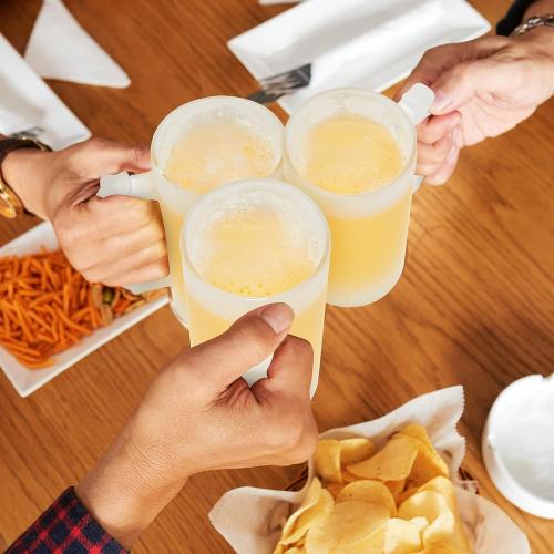 Mifoci 12 Pcs Sublimation Blank Beer Mugs Personalized Tazas Para Present 16 oz Frosted Beer Glass Cups Can Add Photo Text or Images on Gift for Husband Dad Men Valentine's Day Wedding Oktoberfest