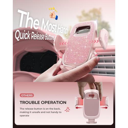 MRGLAS 2025 Upgraded Phone Holders for Your Car with New Metal Hook Clip, Handy Air Vent Cell Phone Car Mount [One Hand Operation], Universal Automobile Accessories for iPhone Android, Gifts for Women