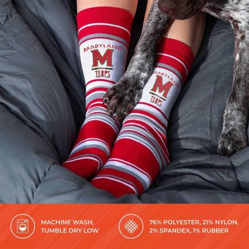 2 Pack One Size For Bare Feet Collegiate University Striped Dress Socks, One Size Fits Most Footwear for Men Women Youth, Game Day Apparel