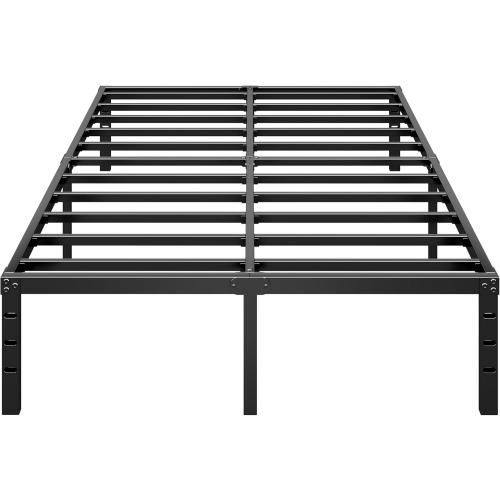 Size Queen Metal Platform Bed Frame 18 Inch Tall,No Box Spring Needed,Queen Size Bed with Heavy Duty Strong Support Slats,Easy to Assemble,Black