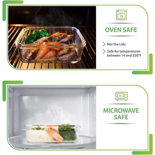 Clear 5 Pack PrepNaturals 5 Pack 30 Oz Glass Meal Prep Containers - Dishwasher Microwave Freezer Oven Safe - Glass Storage Containers with Lids (Multi-Compartment)