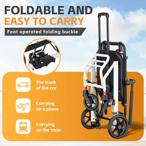 Super Lightweight Transport Wheelchair. Easy to Travel, Locking Hand Brakes, User-Friendly, Folding, Portable. for Adults or Child (up to 220lbs) …