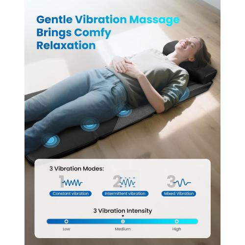 COMFIER Shiatsu Full Body Massage Mat with Heat, Back Massage Pad for Pain Relief Deep Tissue Kneading & Vibration Heating Chair Massager for Recliner, Sofa, Bed