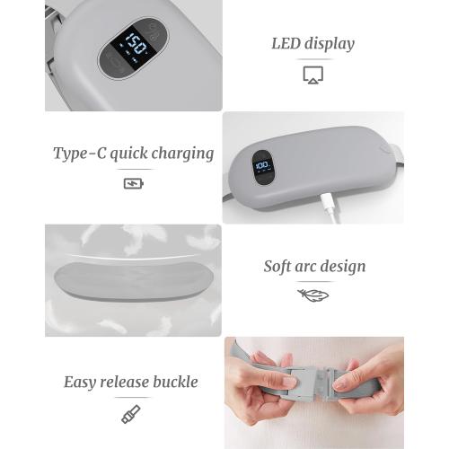 Portable Heating Pad for Cramps, Upgrade Cordless Electric Period Fast Heating Pad for Back Pain Relief Menstrual Belt 6 Heat 6 Massage Modes Gifts for Women Girls Her Girlfriend Grey