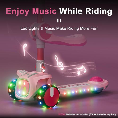 Unbreakable & Never Fall Down 2-in-1 Scooters Kids 3 Wheel Kick Scooter for Boys Girls Ages 3-8, Adjustable Height & Seat, Widened Non-Slip Deck, More Safer for Beginner Toddlers