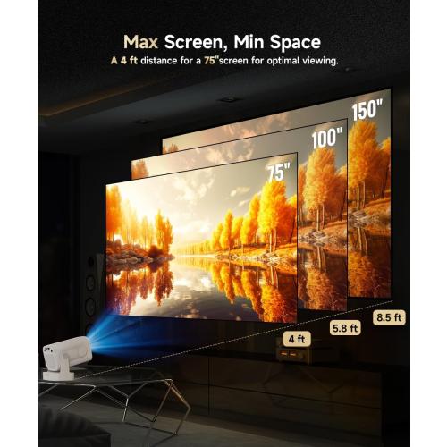 【Auto Focus&1080P】Magcubic Mini Smart Projector with 4K Support, Portable Projector with Wifi and Bluetooth, 5W Speaker, Built in Apps, Voice Control, Outdoor Movie Projector