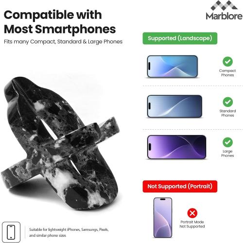 Marble Cell Phone Stand Holder Black Zebra 4'' Office Stationery Supplies, Remote Control Holder for Modern Office Desk, Ideal Phone Stand, Key & Sunglasses Stand Valentines Day Decor