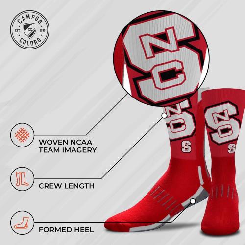 Size LG For Bare Feet NCAA Adult State and University Crew Socks - Polyester blend - Unisex - High-performance socks provide