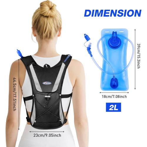 KUYOU Running Hydration Vest - Lightweight Insulated Hydration Backpack with 2L Water Bladder, Adjustable Chest Straps and Reflective Water Backpack for Trail Running Marathon Race Hiking Cycling