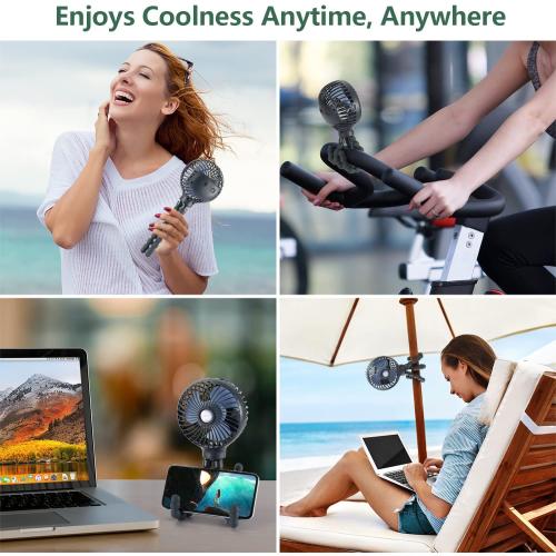 Dark Blue snawowo Mini Handheld Personal Portable Fan, Baby Stroller Fan, Car Seat USB or Battery Powered, with Flexible Tripod Clip on Student Bed Desk Bike Crib Treadmill Camping Traveling(Dark Blue)