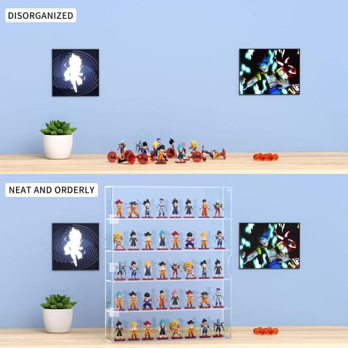 AITEE Acrylic Display Case, Display Cabinet for Mini Figures, Dust-Proof Clear Wall Mounted or Desktop 5 Layer Storage Mini Toys/Rock Stone, Each Compartment: 15 7/10”L x 3 2/5”W x3 4/5”H