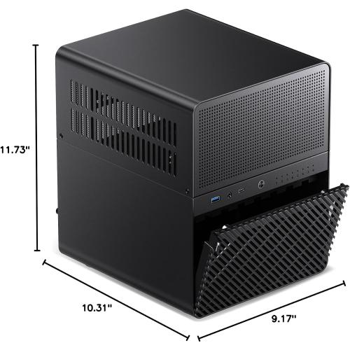 Black 9.17x10.31x11.73 JONSBO N3 Mini-ITX NAS PC Chassis, ITX Computer Case, 8HHD 1-SSDD isk Bays NAS Mini Aluminum with Steel Plate Case, Built-in 2x10cm Fan, Power Support: SFX105mm, Support 130mm CPU Cooler