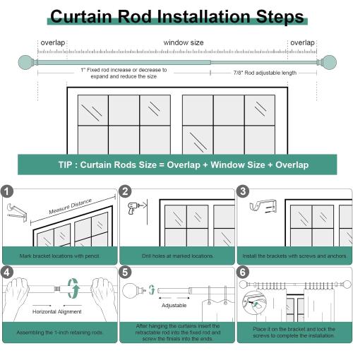 2 Pack Boho Wood Curtain Rods for Windows 66 to 120 inch,1 Adjustable Heavy Duty Window Curtain Rod with Imitation Wood Grain Finials,Rustic Decorative Drapery Rods Set 36-120'',Weathered Wood