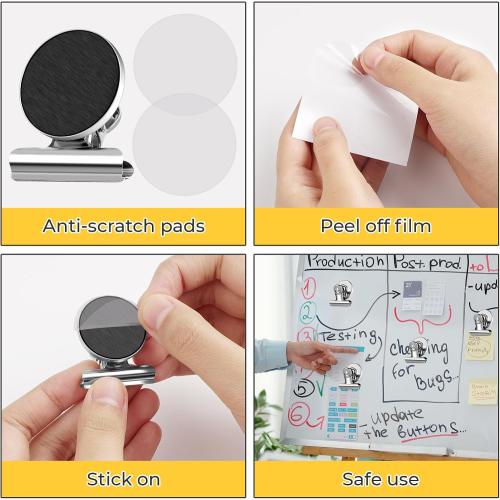 20 Pack Fridge Magnet Refrigerator Magnets, Strong Magnetic Clips, Heavy Duty Clip Magnets for Photo Displays, Whiteboard Magnets for Home, Office, Classroom, Job Ticket Holders