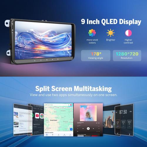 Eonon 9 inch Headunit for Volkswagen Golf MK5/MK6 Jetta/SEAT Skoda Android 13 6 64GB 4G LTE CarPlay Android Auto GPS Bluetooth DSP EQ MirrorLink support DAB  OBDII Backup Camera Car Radio Stereo VWX6S