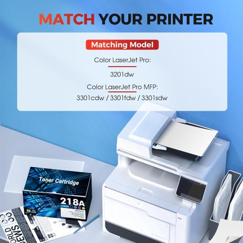 218A 218X Toner Cartridges 4 Pack - 3301fdw Toner Replacement for HP 218A: HP 218X Toner Cartridges for HP Color Laser Pro MFP 3301FDW 3301CDW 3201DW 3301SDW Printer Ink, W2180A 218A High Yield Ink