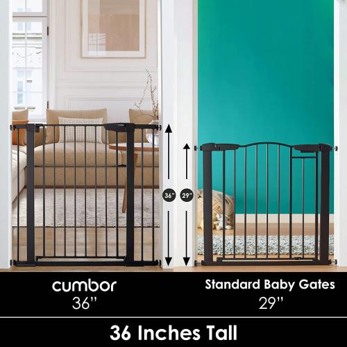 Cumbor 36 Extra Tall Baby Gate for Stairs, 29.7-40.6 Wide Dog Gate for Doorways, Pressure Mounted Auto-Close Pets Gates for Dogs Indoor, Durable Safety Child Gate, Mom's Choice Awards Winner, Black ‼️unused‼️