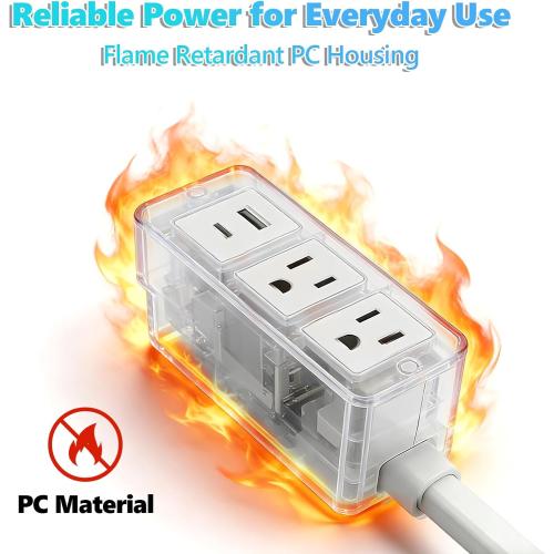 Electrical Outlet Extender - Features USB-A, USB-C and 2 AC Outlets, Free Assembly Extends 18-28, Rotates 180°, Plug Extension Outlet Use Behind Sofas, Nightstands, Desks, Office (White)