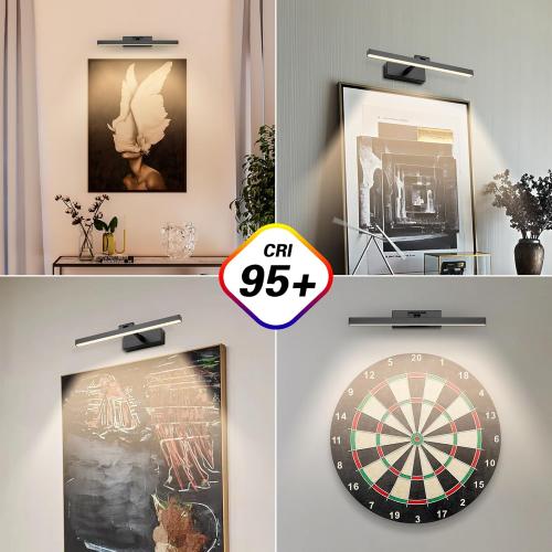 Joosenhouse Wireless Picture Light Battery Operated Gallery Light with Remote Control Rechargeable Wall Lights Black 15.35 Dimmable and Timed Off Wall Sconce Light